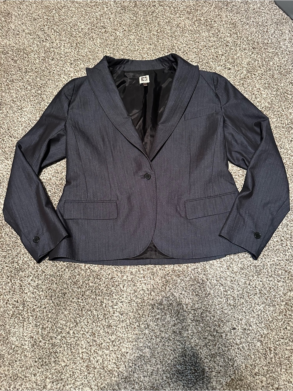 Women’s Navy Charcoal 2 Piece Single-Button Blazer Jacket and Pants Suit